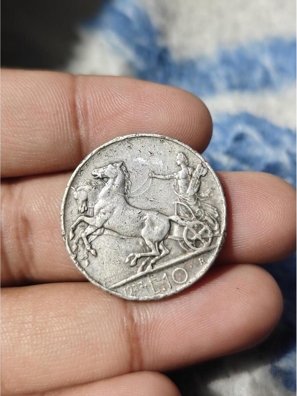1927 Italy 10 Lire - Victor Emmanuel III 0.835 Silver Coin